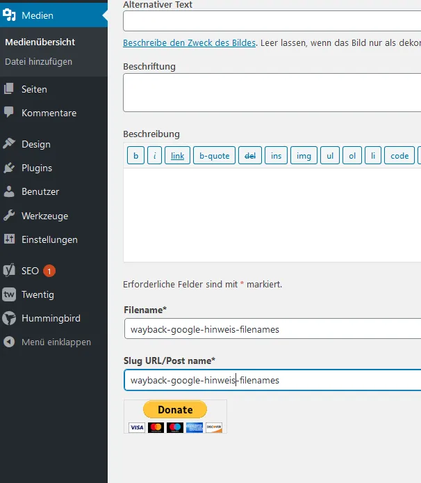 Rename Media Plugin fuer Wordpress