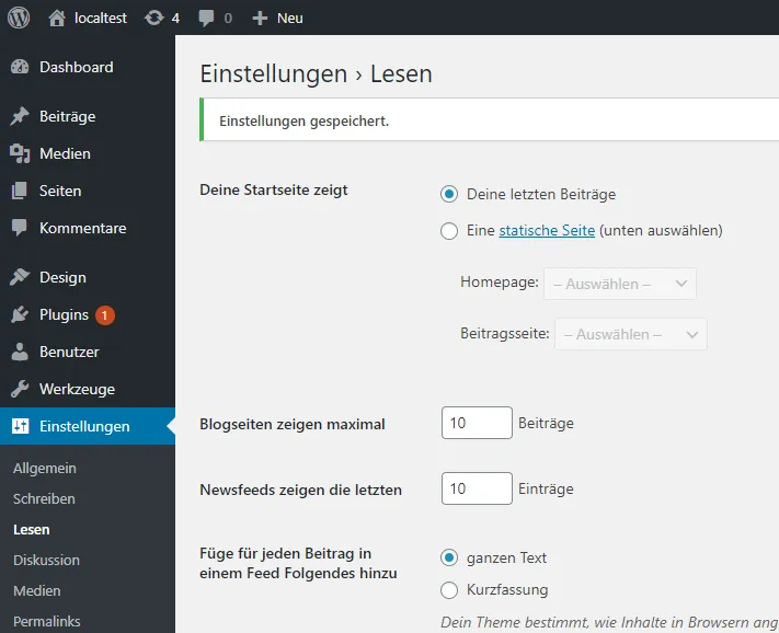 WordPress Startseite festlegen WordPress Startseite festlegen