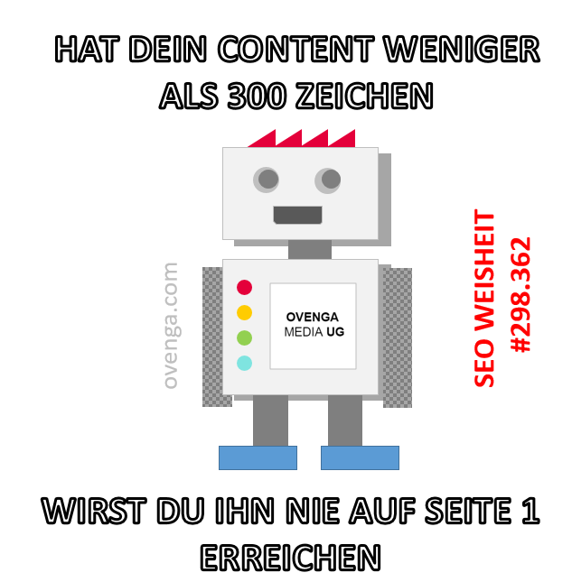 SEO WEISHEIT - HAT DEIN CONTENT WENIGER ALS 300 ZEICHEN, WIRD ER NIE SEITE 1 ERREICHEN