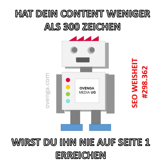 SEO WEISHEIT - HAT DEIN CONTENT WENIGER ALS 300 ZEICHEN, WIRD ER NIE SEITE 1 ERREICHEN SEO WEISHEIT - HAT DEIN CONTENT WENIGER ALS 300 ZEICHEN, WIRD ER NIE SEITE 1 ERREICHEN