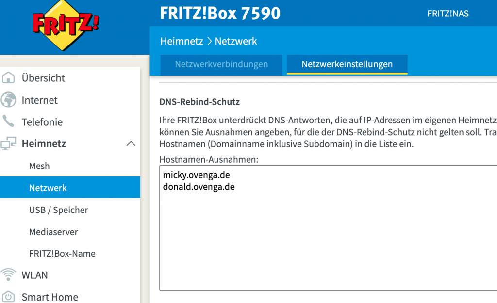 DNS Rebind Schutz bei der Fritz Box