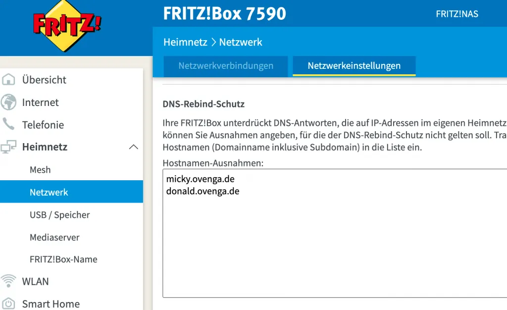 DNS Rebind Schutz bei der Fritz Box DNS Rebind Schutz bei der Fritz Box